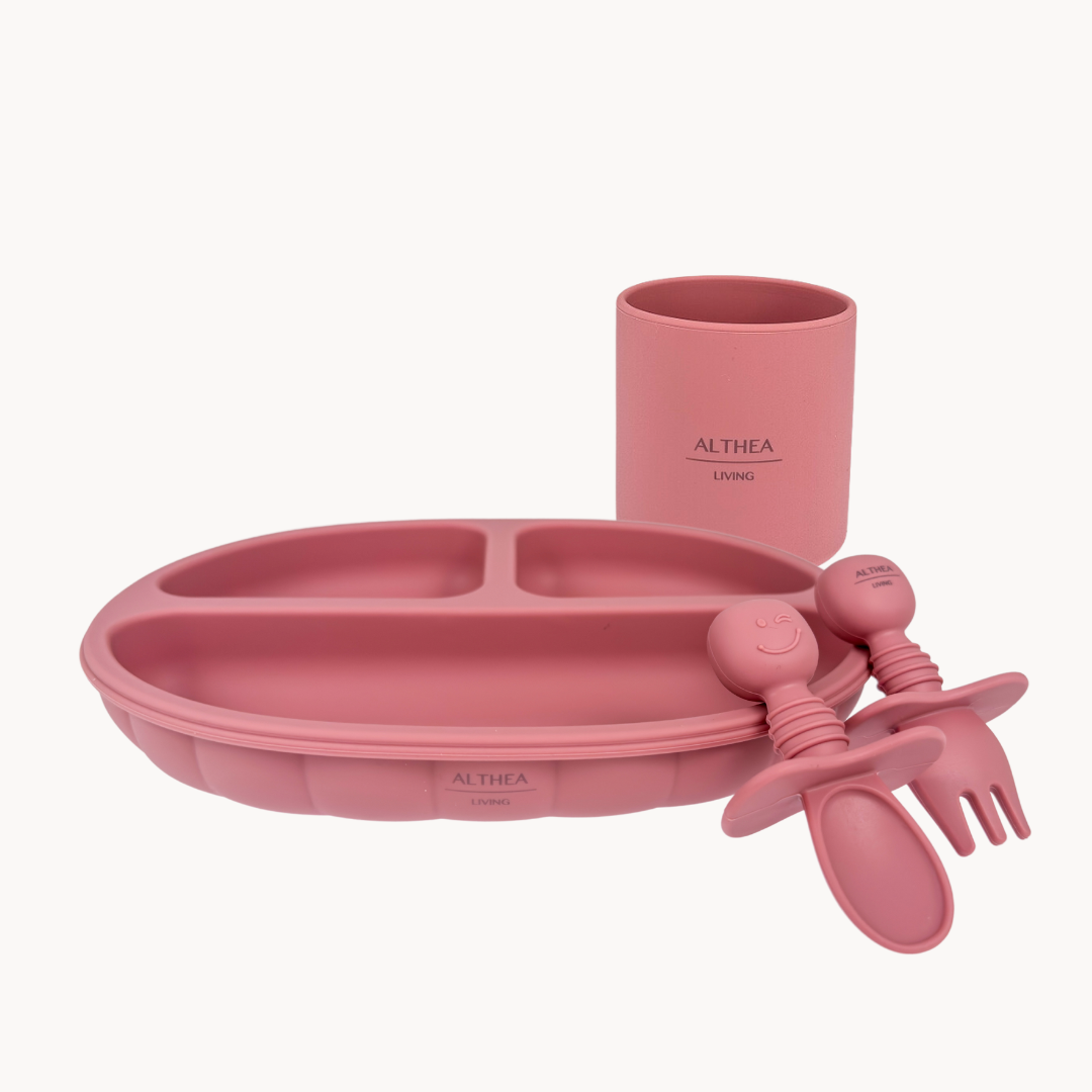 Vajilla De Silicona Orgánica - 8 Piezas - Rosa Profundo.