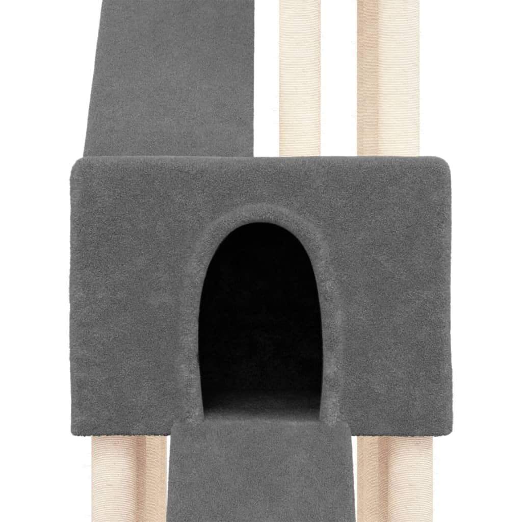 Rascador Para Gatos Con Postes De Sisal Gris Oscuro 190 Cm_5