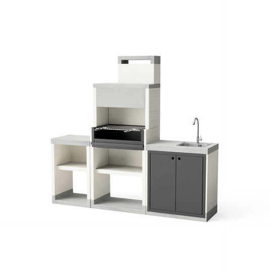 Cozinha exterior Venit Flex com churrasqueira e lava-loiça Tuozi