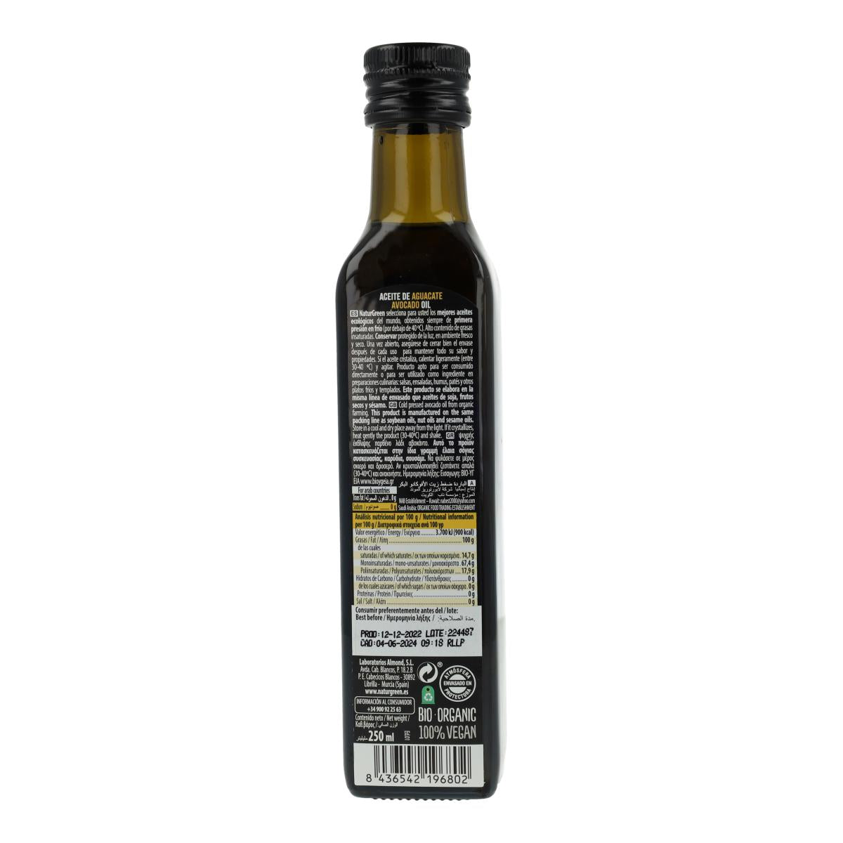 Óleo de Abacate Biológico NaturGreen 250 ml