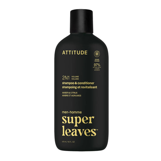 Champô e Condicionador Super Leaves 2 em 1 Âmbar e Cítrico Volume 415 ml