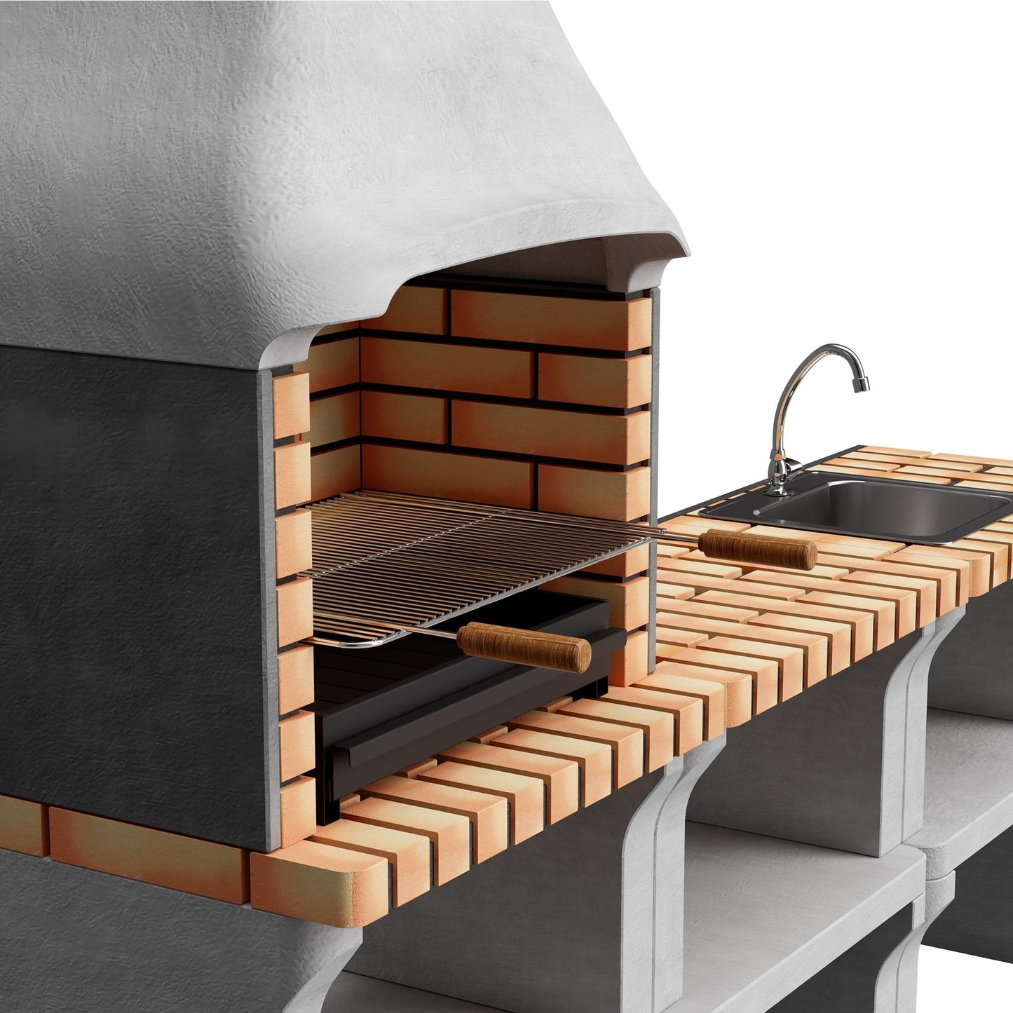 Nova churrasqueira Iberia XL com bancada e lava-loiça Movelar