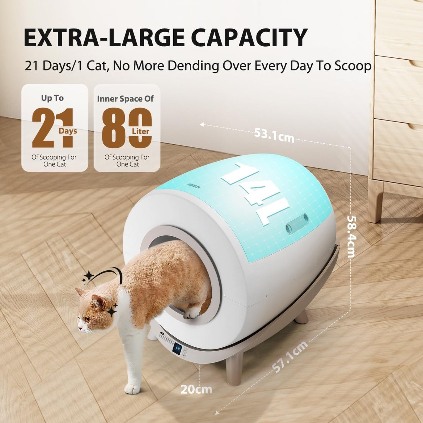 Caixa de areia autolimpante Nobleza Smart com 2 rolos de sacos para areia para gatos