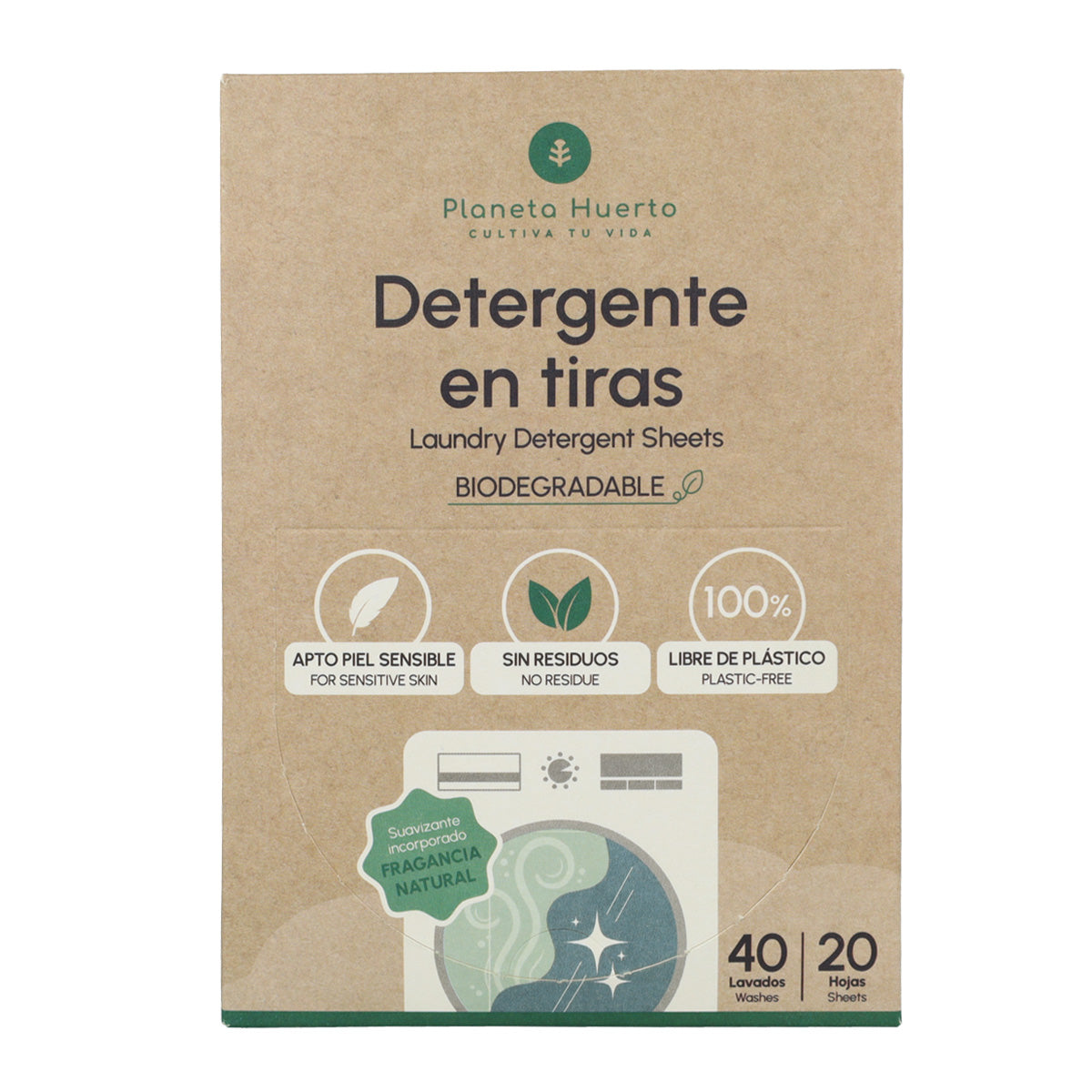 Detergente e amaciador Eco-Strips Planeta Huerto 40 lavagens