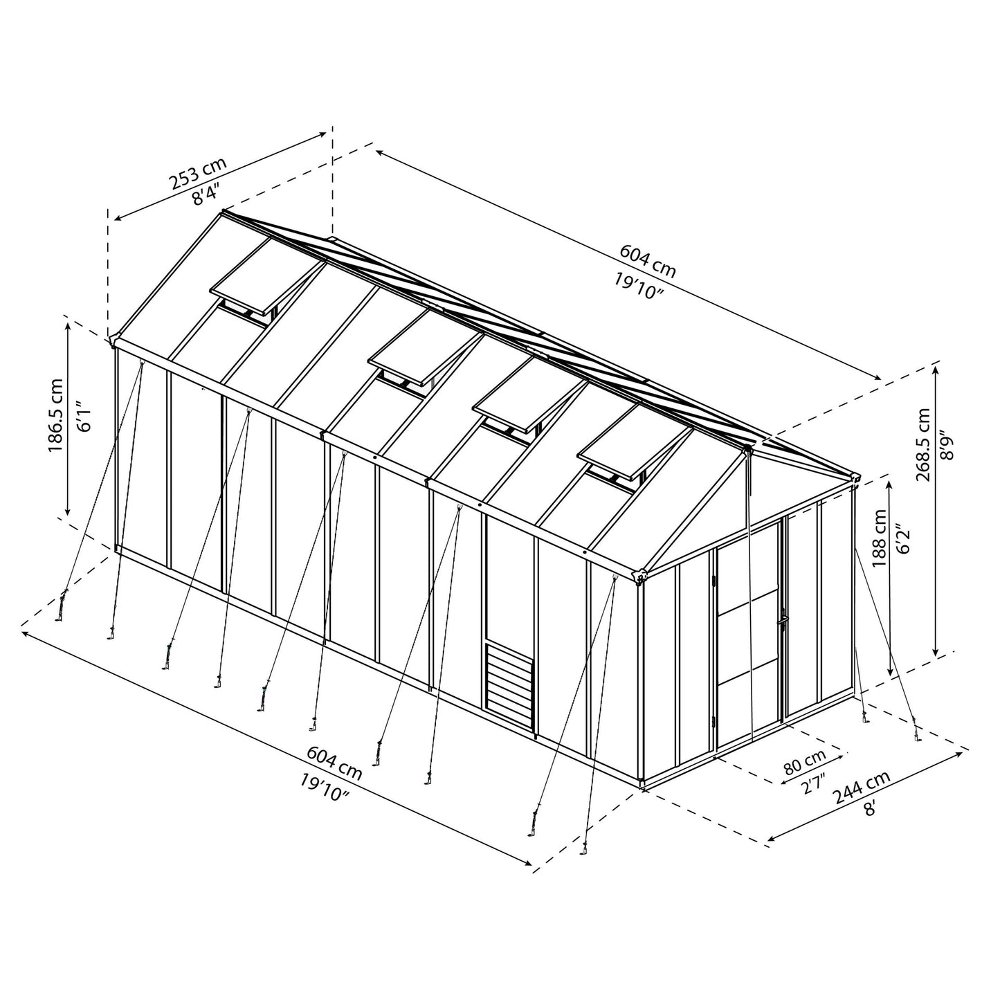 Estufa Glory 244x244x250 cm