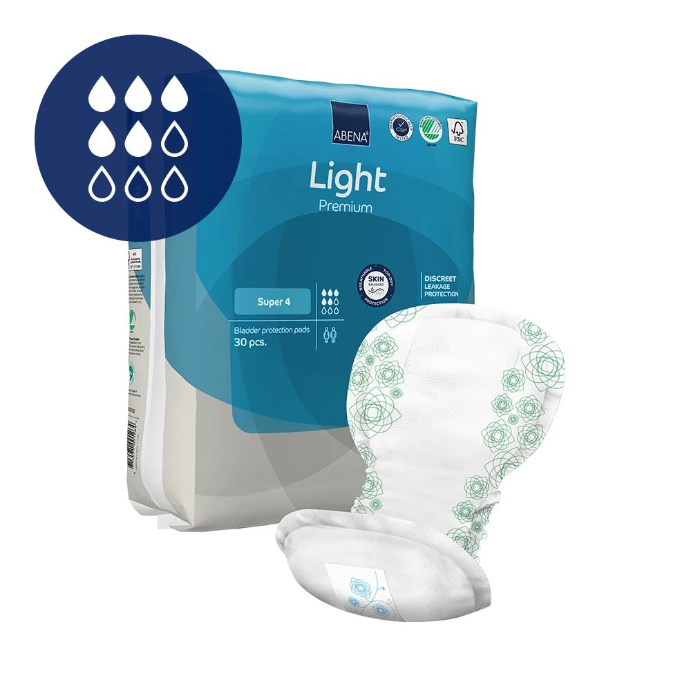 Pensos para incontinência ABENA Light e Super, 30 unidades