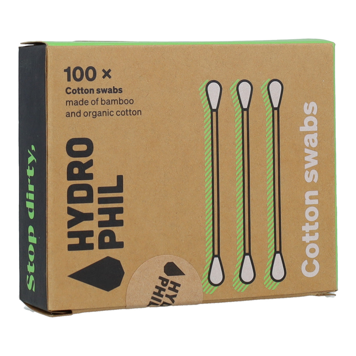 Cotonetes de bambu e algodão orgânicos Hydrophil, 100 unidades