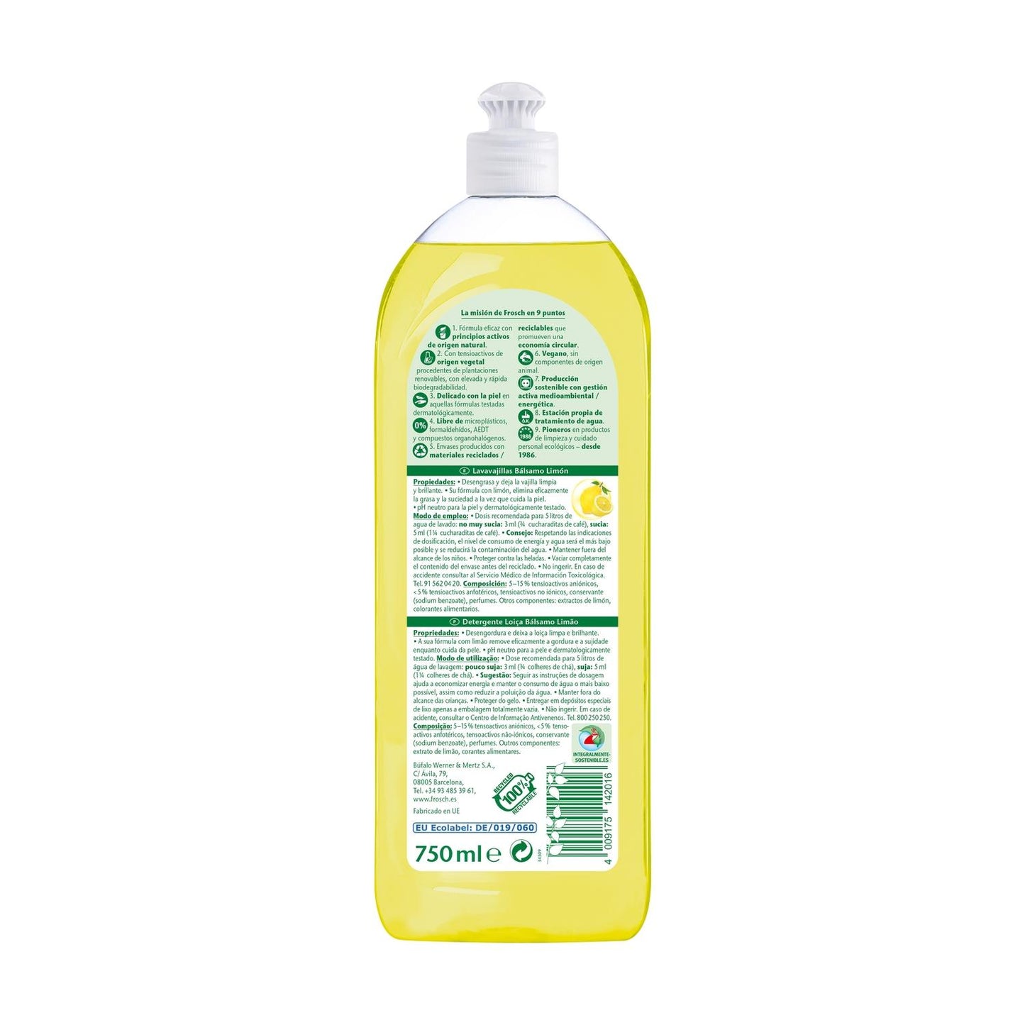 Embalagem de 2 Máquina de lavar louça Eco Frosch Limão 750 ml