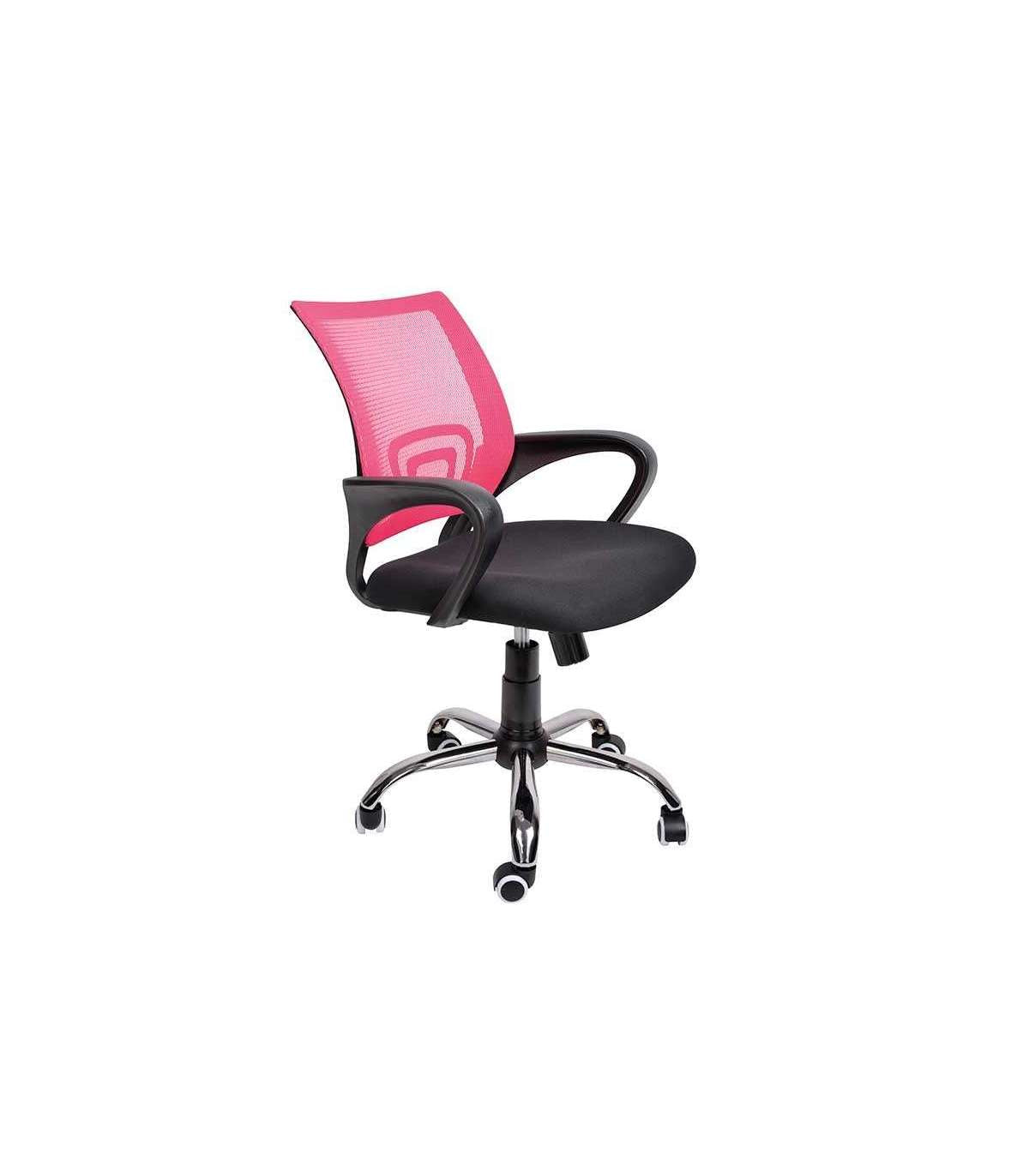 Sillón Despacho Giratorio Elevable Acabado Negro/rosa, 57 Cm(ancho) 88/98 Cm(altura) 63 Cm(fondo)_0