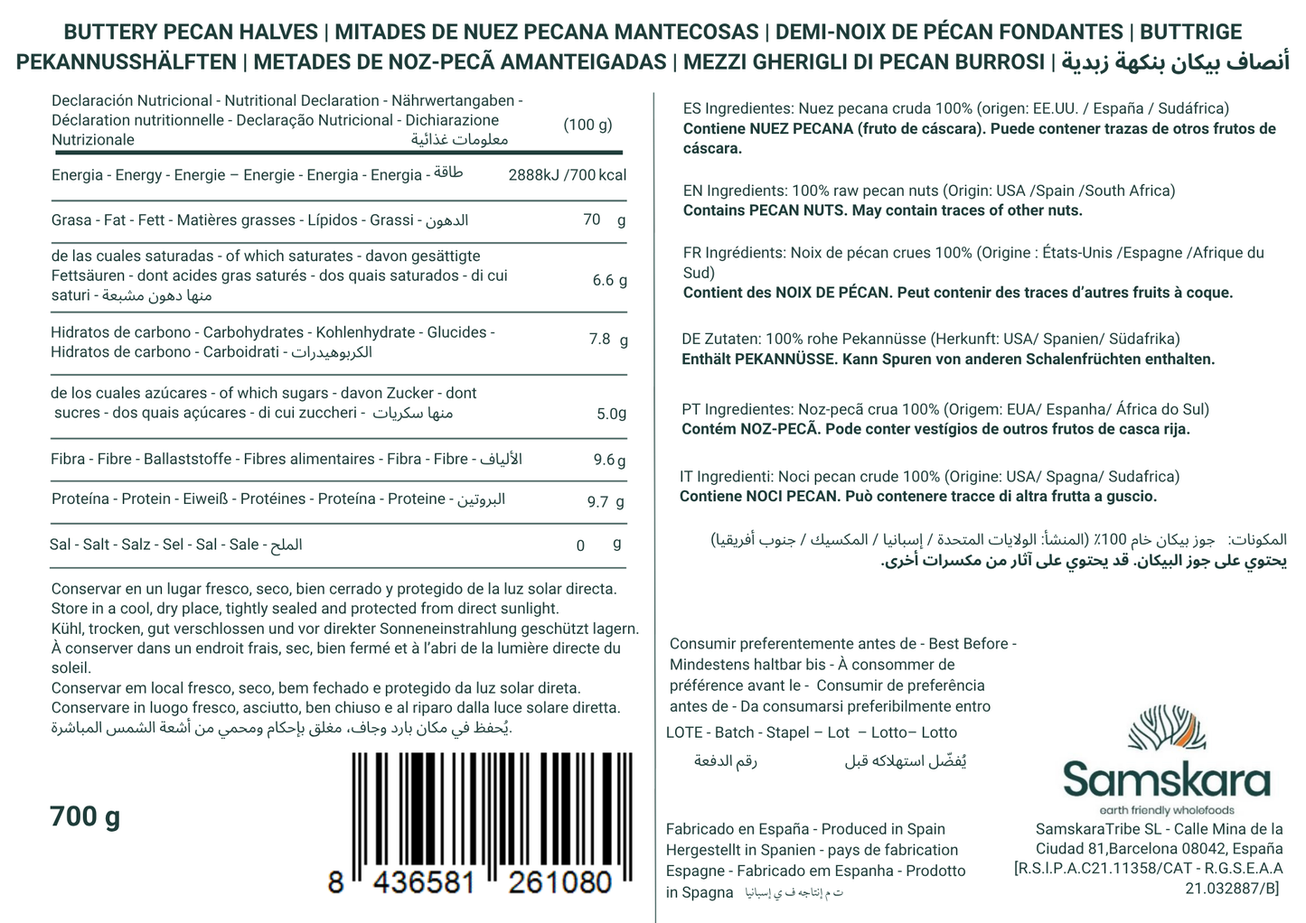 Mitades De Nuez Pecana Mantecosa - Envasadas Al Vacío - 700g_1