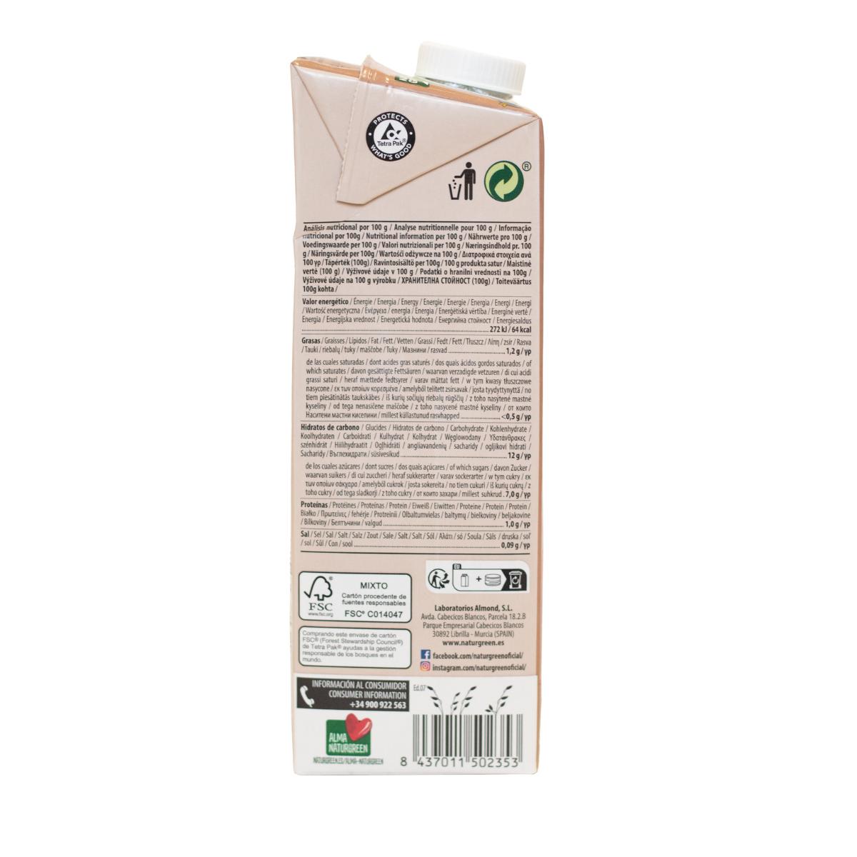 Embalagem de 6 x Bebida de Aveia com Chocolate NaturGreen 1 L