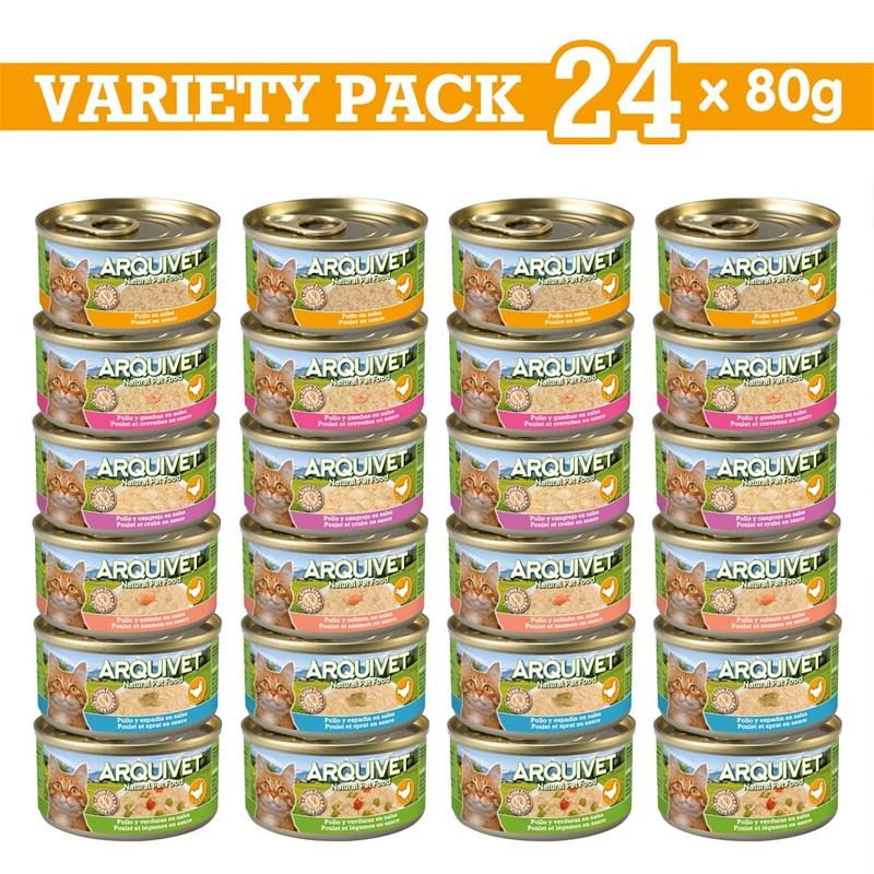 Embalagem variada com 24 latas de Mini Filetes de Frango Delicadeza 80 g