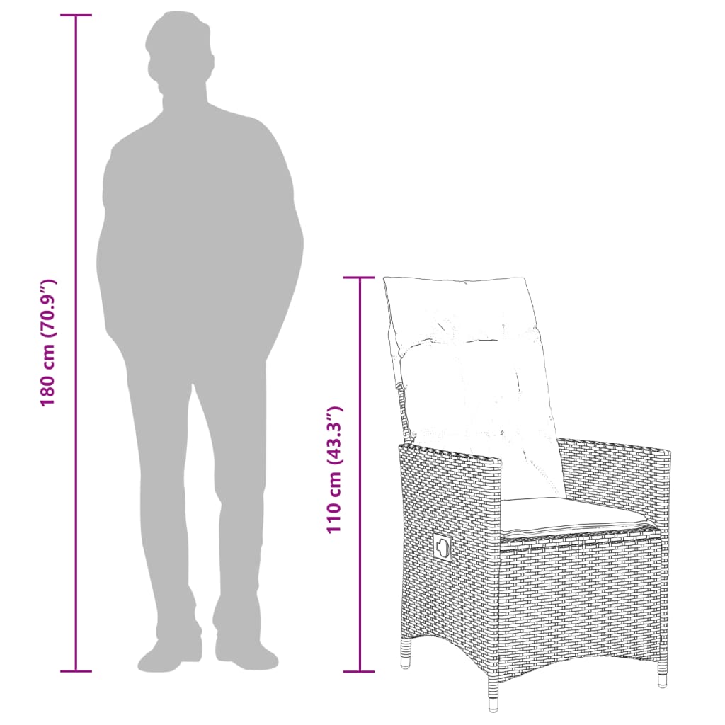 Set Comedor De Jardín 5 Piezas Con Cojines Ratán Sintético Gris / Vetonek_5