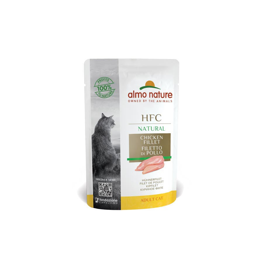 24u X55gr Sobre De Comida Natural Almo Para Gato Hfc De Filete De Pollo_0