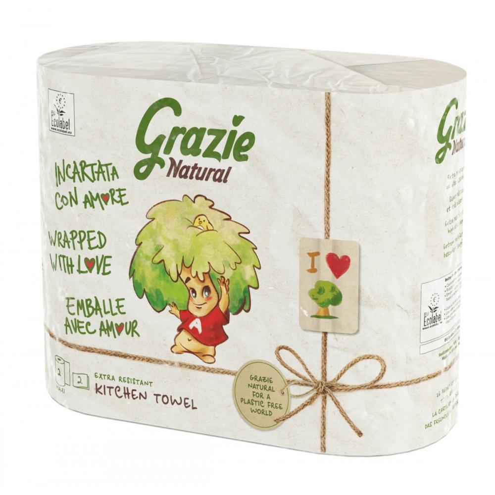 Papel de cozinha duplo Grazie Natural, 2 rolos