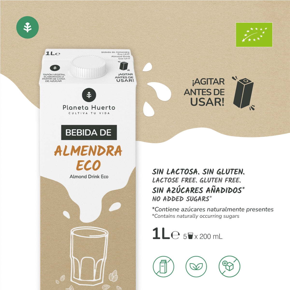 Pack de 12 Bebidas Planeta Huerto Eco Amêndoa 1L