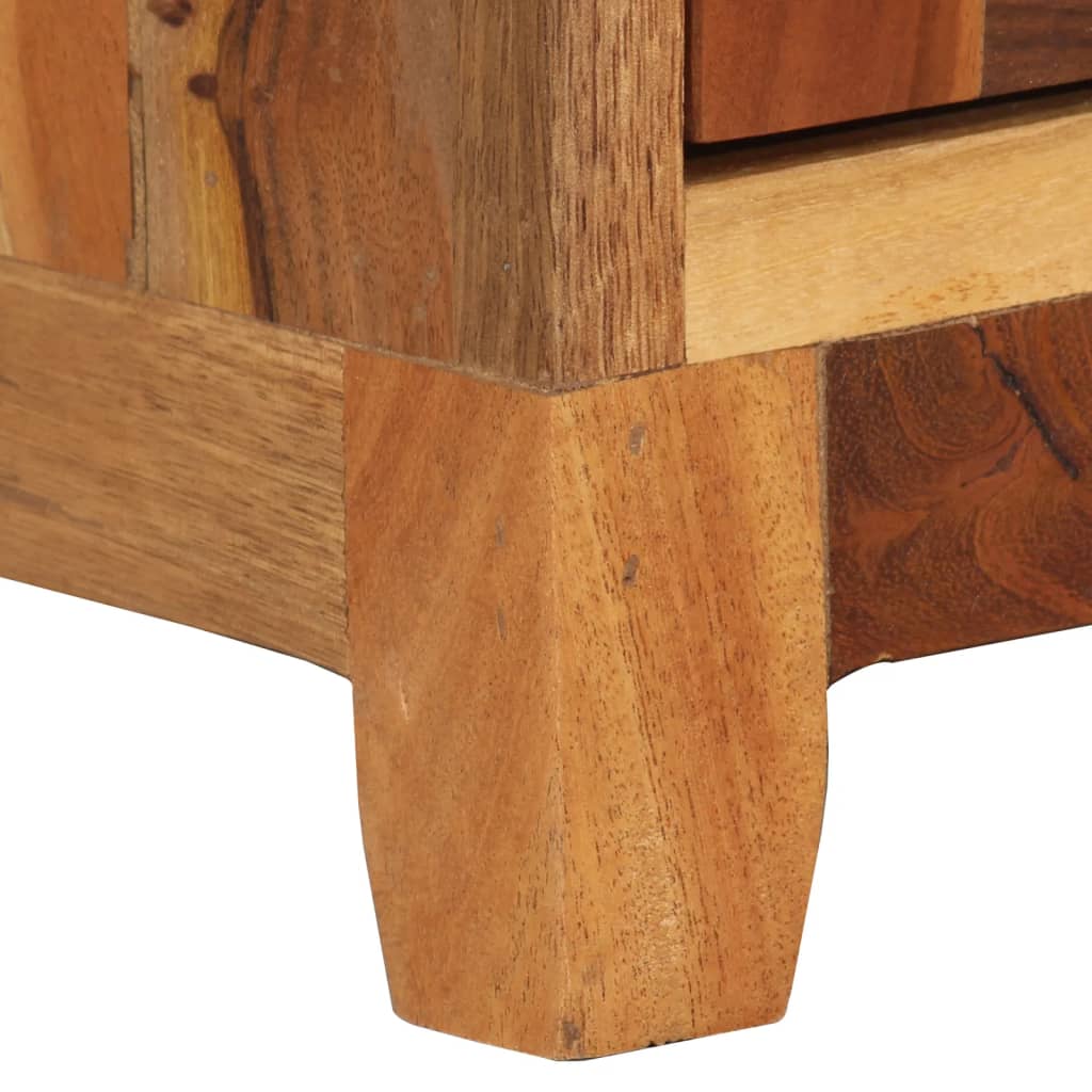 Mesita De Noche De Madera Maciza Reciclada 40x30x50 Cm_4