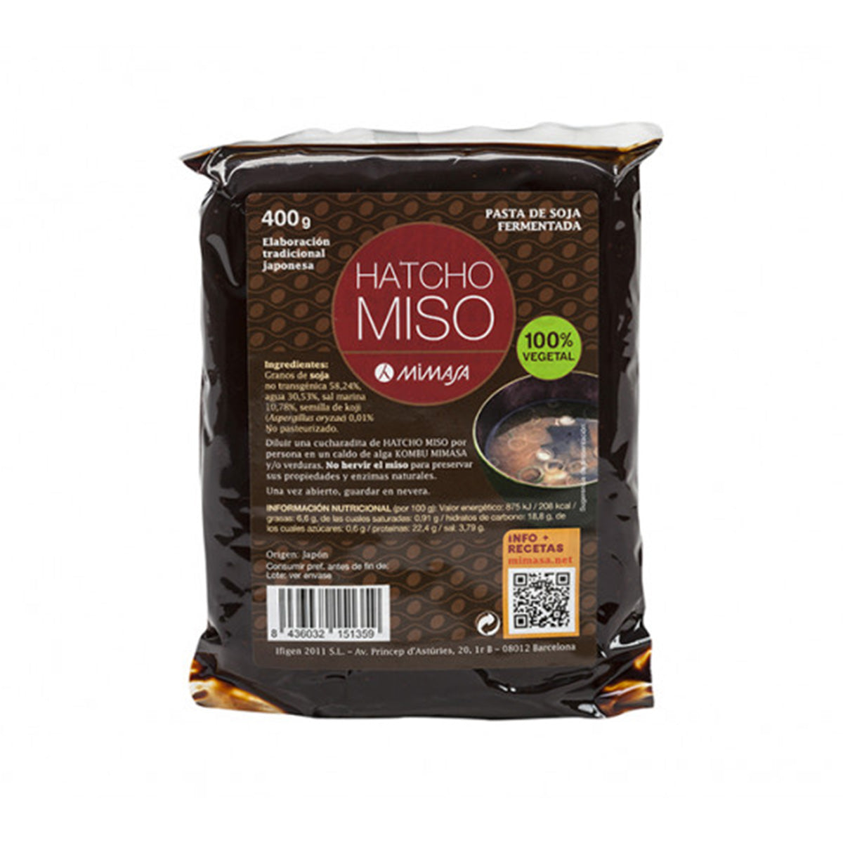 Hatcho Miso Não Pasteurizado MIMASA 400 g