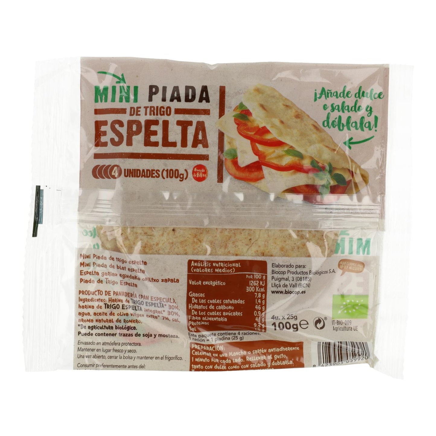Mini Piadinas de Trigo Espelta Biocop 100 g