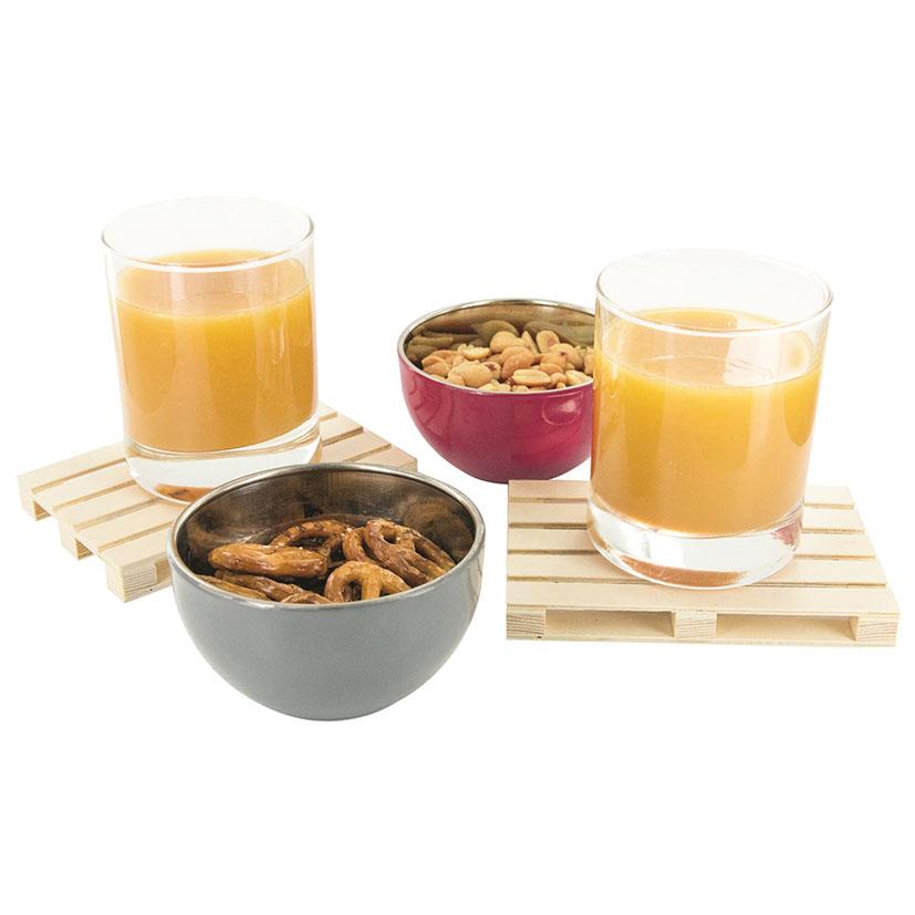 Suporte para copos de paletes de madeira, 4 unidades