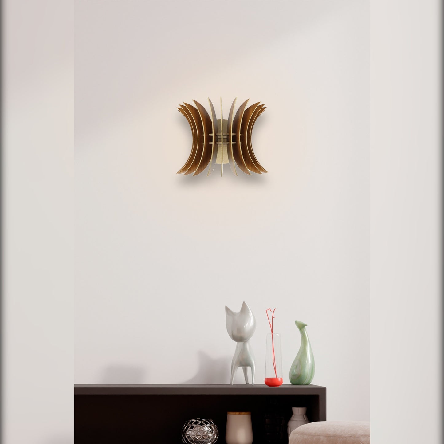 Aplique De Pared, Mdf , Nogal, 20x28x20, Casquillo E 27 Max 45 - 60_1
