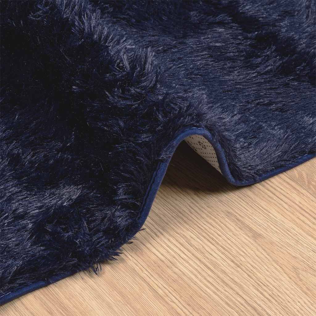 Vidaxl Alfombra De Pelo Largo Navarra Azul Marino 120x120 Cm Poliéster_4