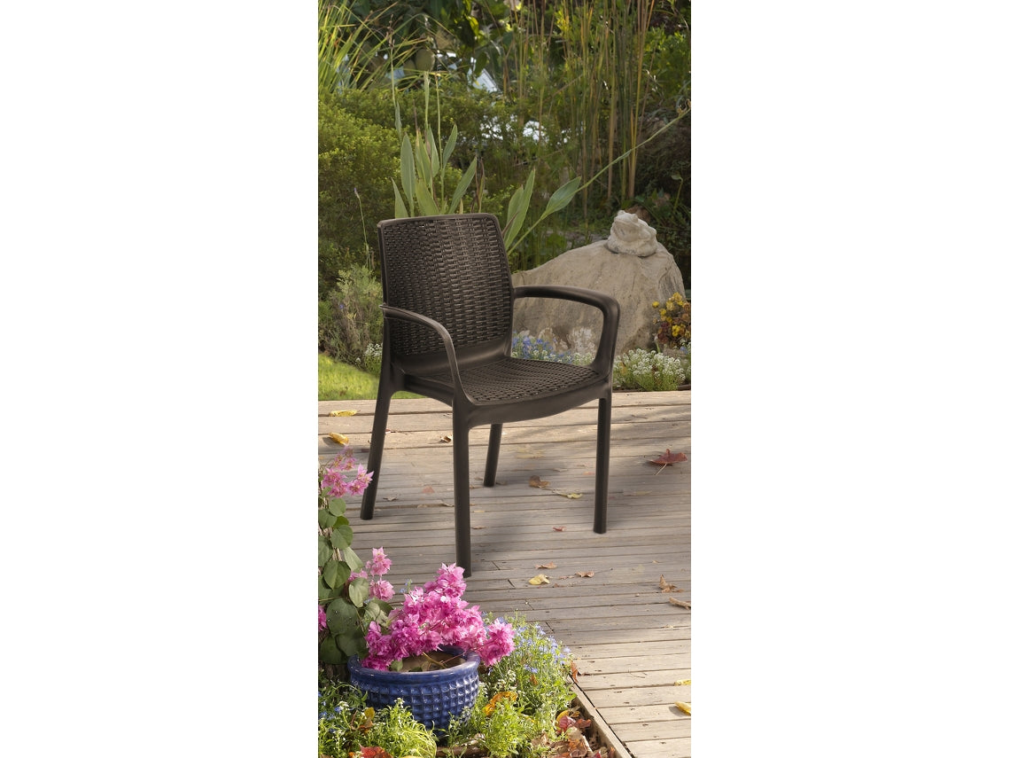 KETER Sillas Bali PACK 4 UNIDADES Sillas Bali Sillón Terraza Balcon Jardin Resina Alta Calidad Marrón_4