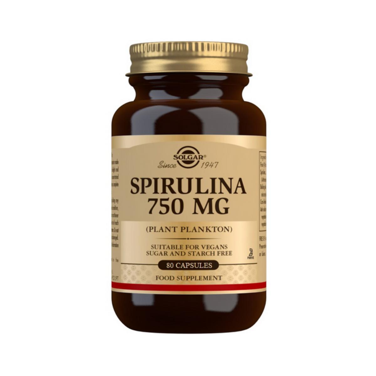 Espirulina 750 mg (Plâncton), 80 cápsulas vegetais
