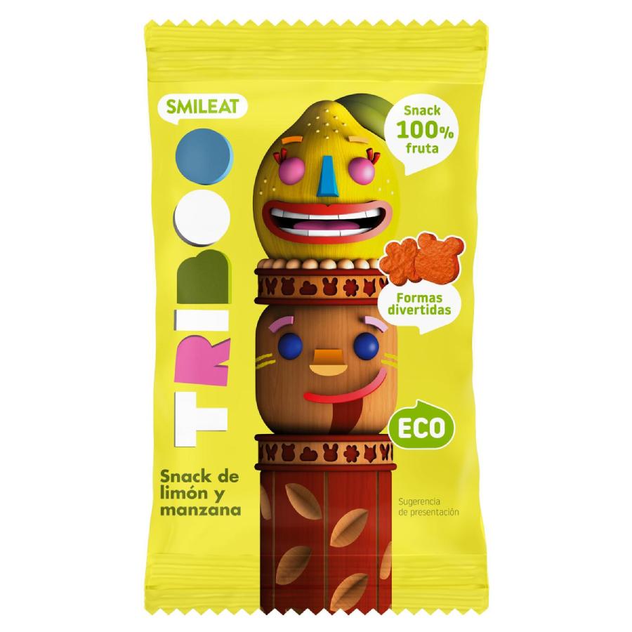 Embalagem de 2 snacks biológicos de maçã e limão, 25g, Triboo