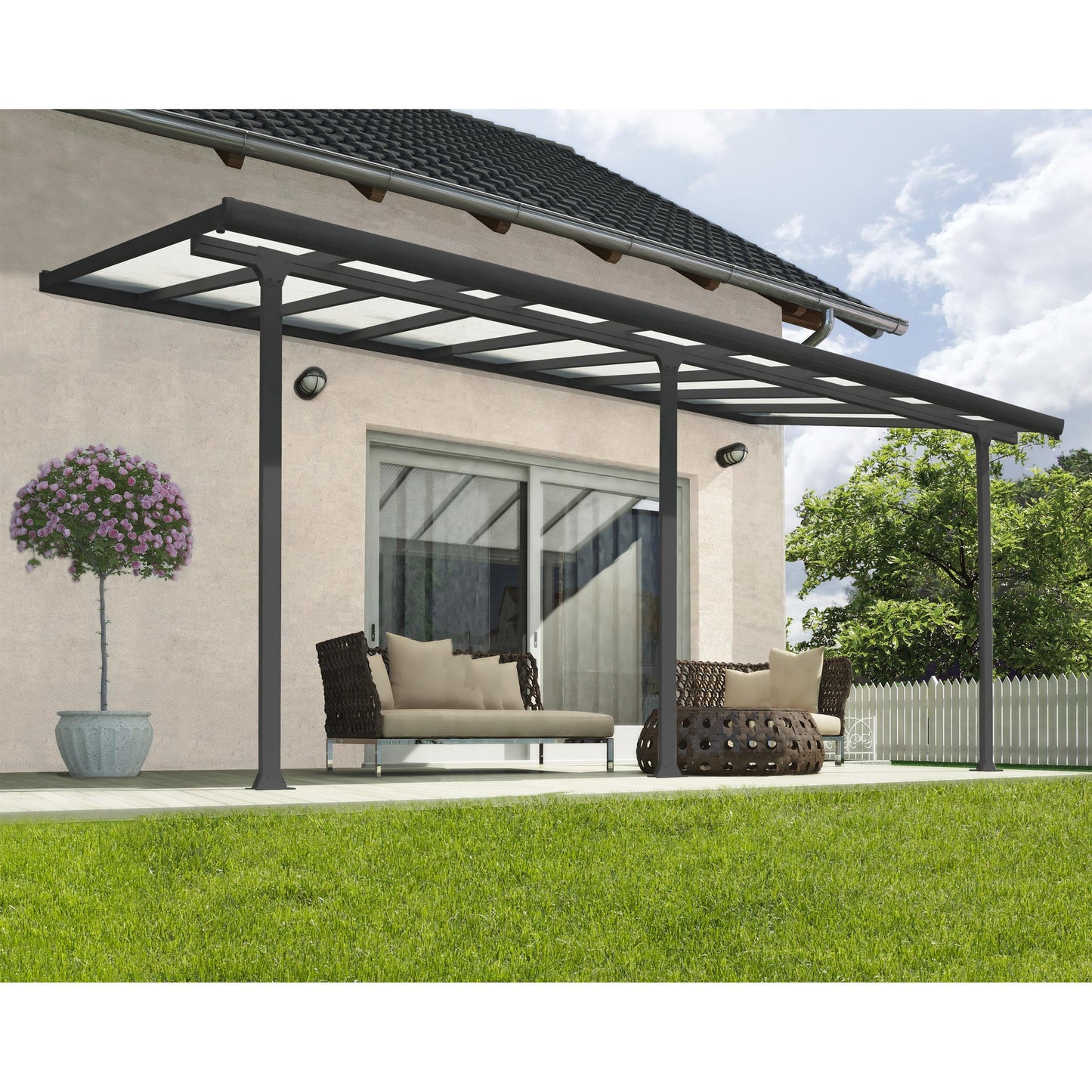 Pérgola anexa Feria 300x54 cm cinzento