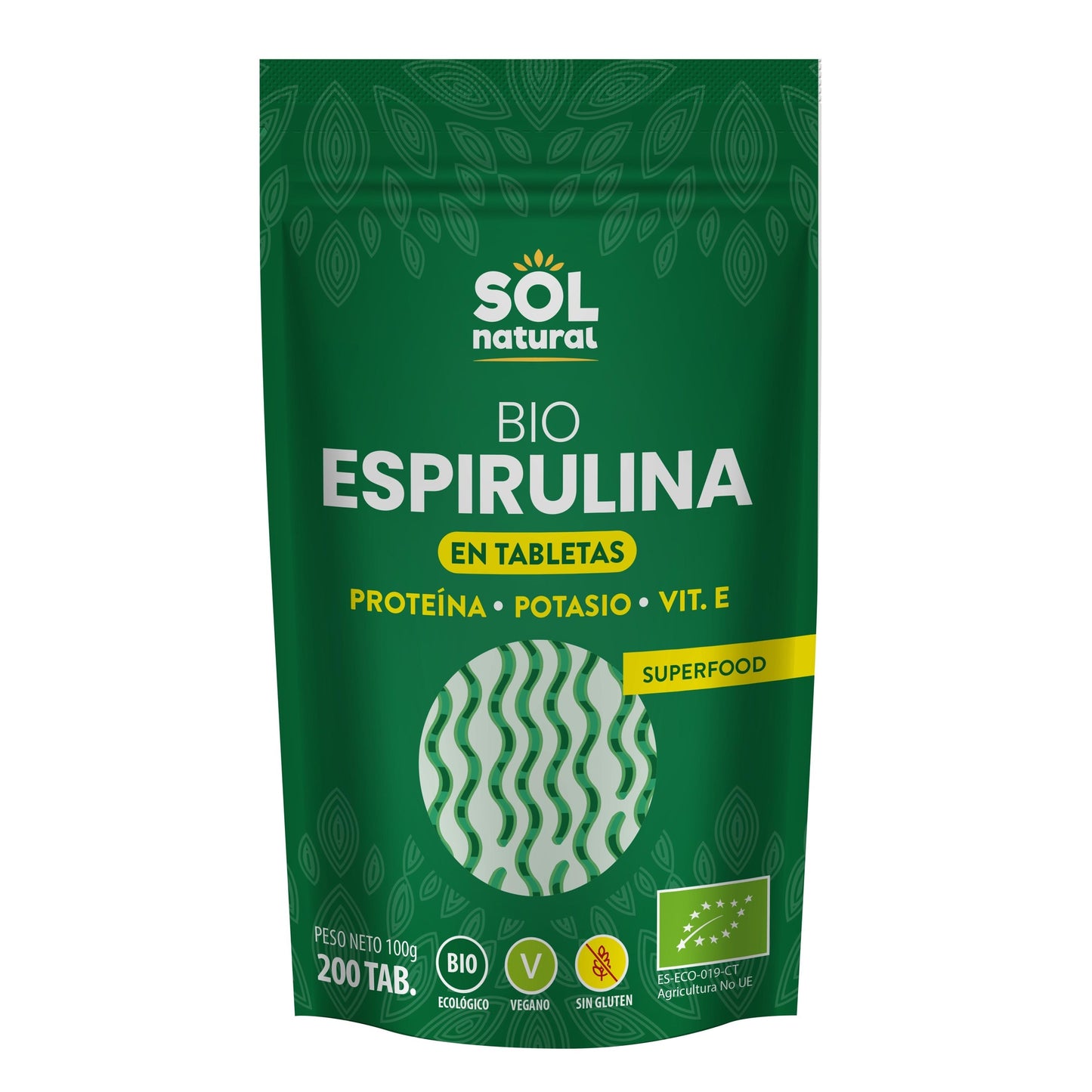 Comprimidos de Spirulina Biológica Sol Natural 200 unidades
