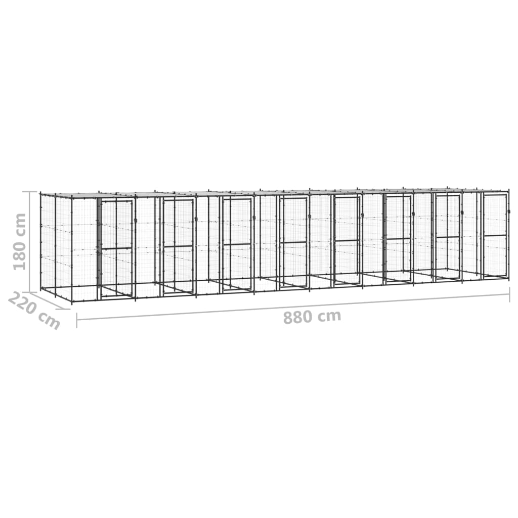 Perrera De Exterior De Acero Con Techo 19,36 M²_5