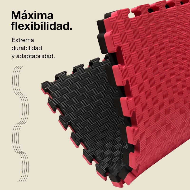 Jowy Tatami Puzzle 4cm 100x100cm – Superficie 5 Líneas Negro/rojo_5