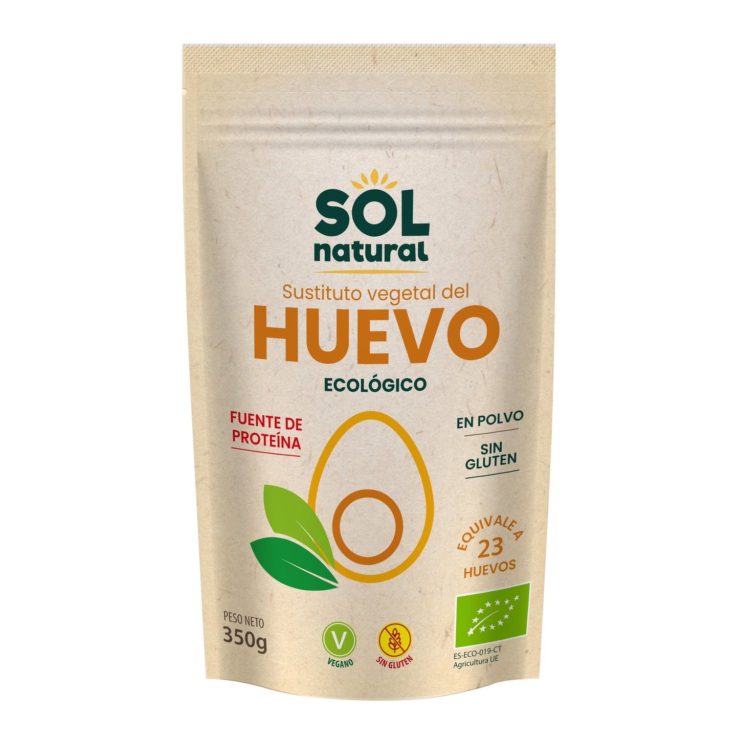 Substituto de ovo em pó biológico Sol Natural 350g