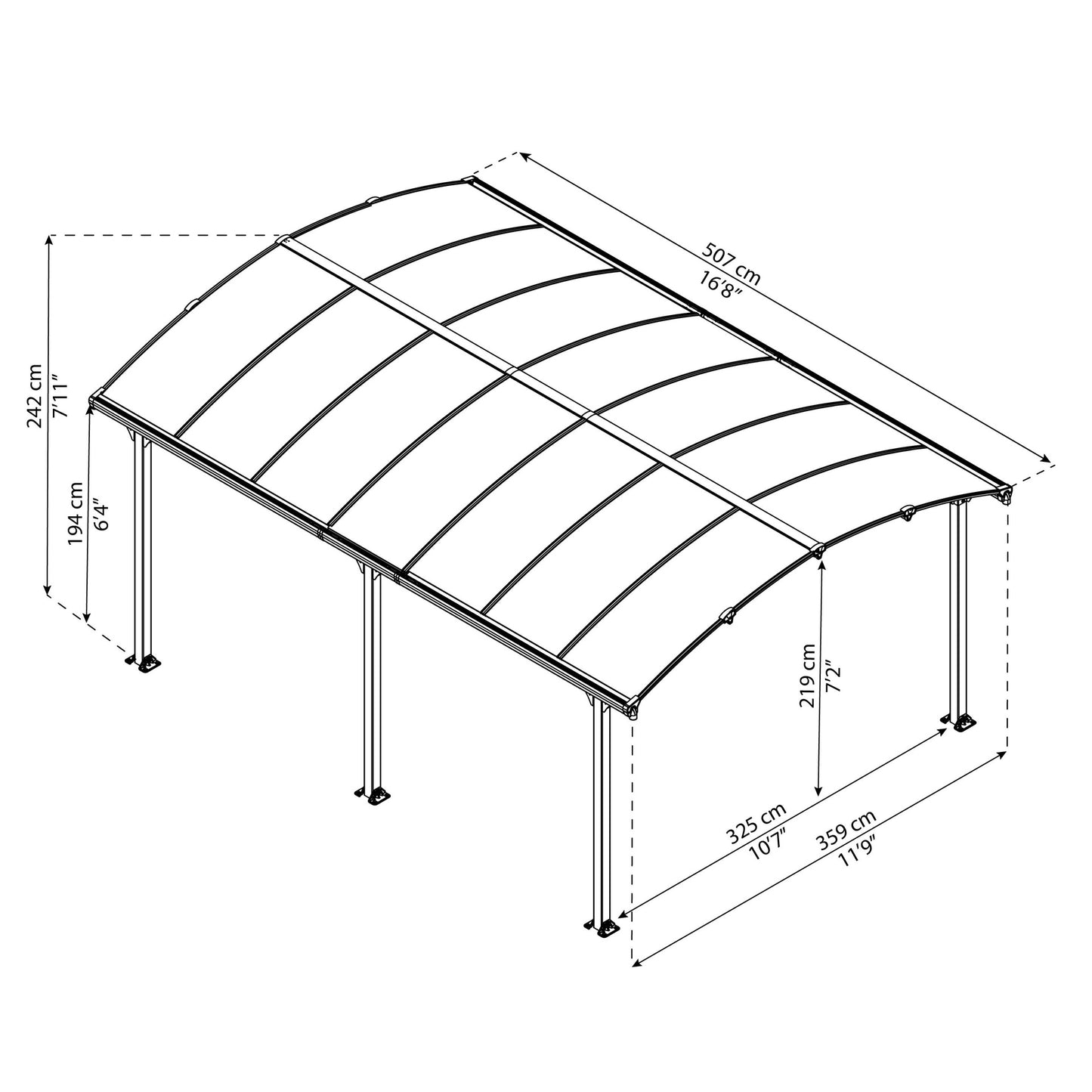Garagem Arcadia Carport 507x360 cm
