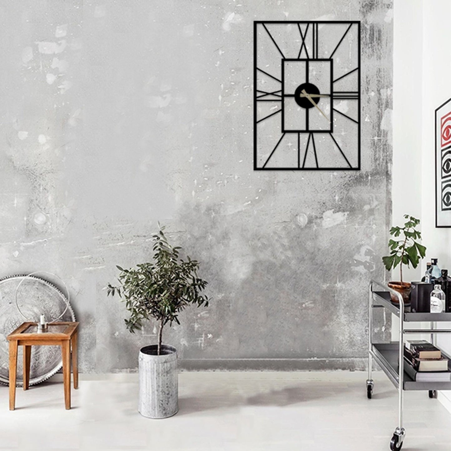Reloj De Pared Cuadrado Metal Estilo Básico_2