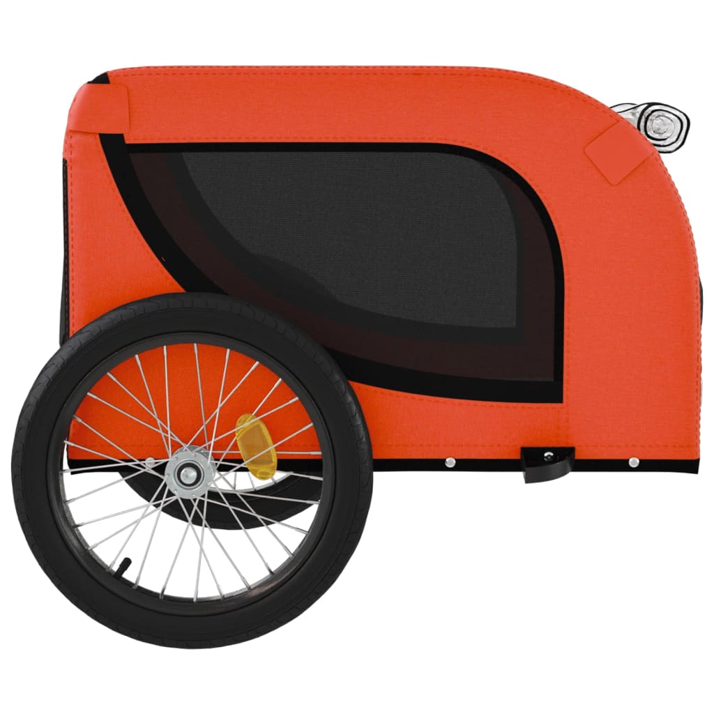 Remolque De Bicicleta Mascotas Hierro Tela Oxford Naranja Negro_5
