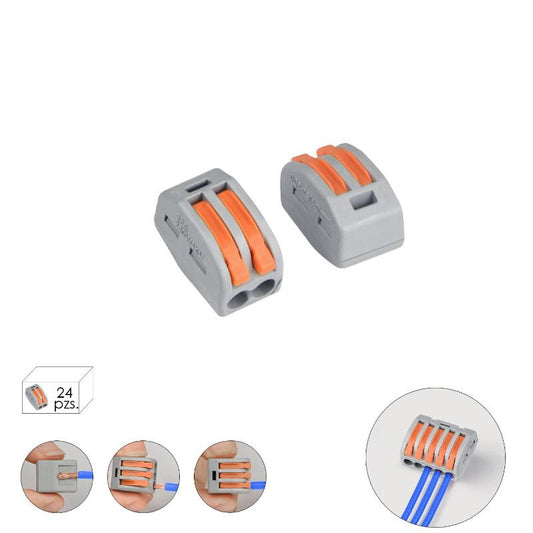 Regleta Conexion Rapida, Conexion Electrica 2 Polos, Ø 4 Mm. 32 A, Paquete 24 Unidades