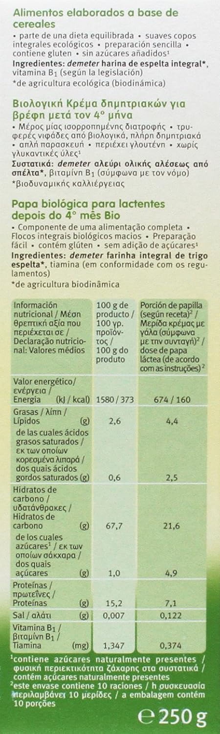 Papa de espelta biológica +4 meses Holle 250 g