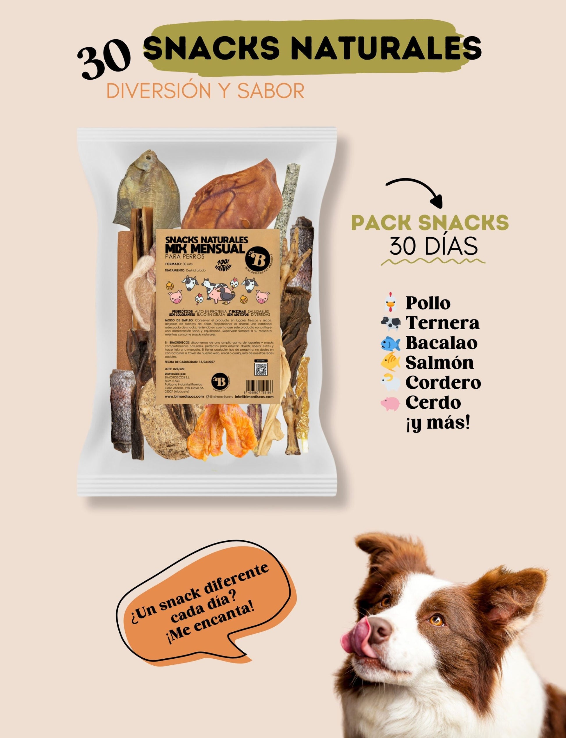 Bimordiscos Pack Degustación Mensual: 30 Snacks Para Perros