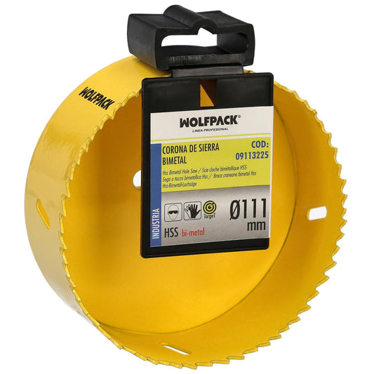 Corona Sierra Bimetal Ø 111 Mm. Templado Termico, Base Reforzada. Corona Madera, Broca Agujeros Madera, Acero, Hierro, Plasticos
