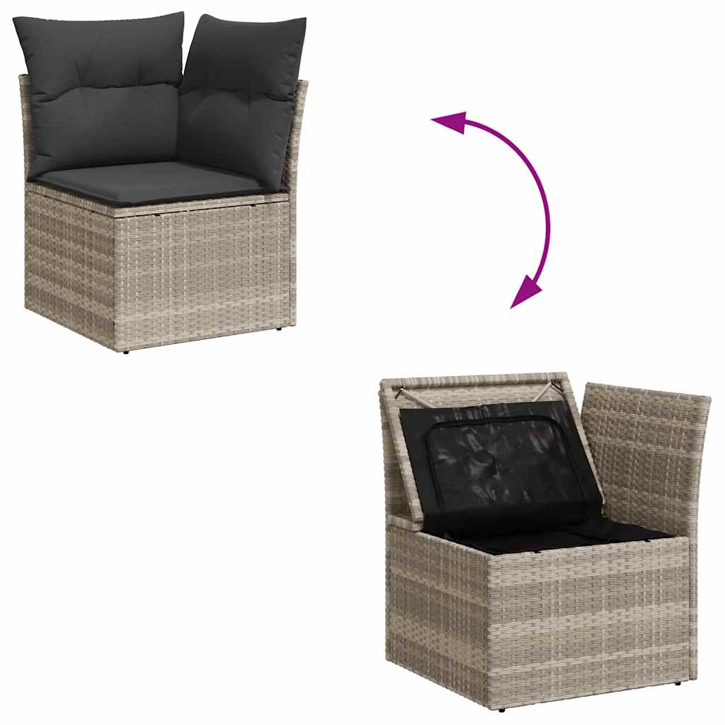 Set De Sofás De Jardín 8 Pzas Y Cojines Ratán Sintético Gris / Vetonek_5