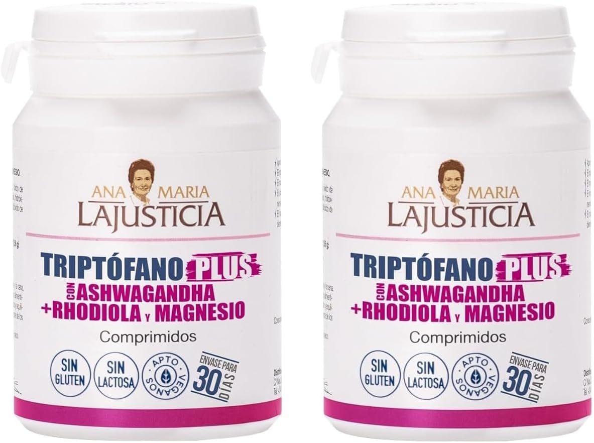 Pack X2 Triptofano plus com ashwagandha + rhodiola e magnésio Ana María LaJusticia 60 comprimidos