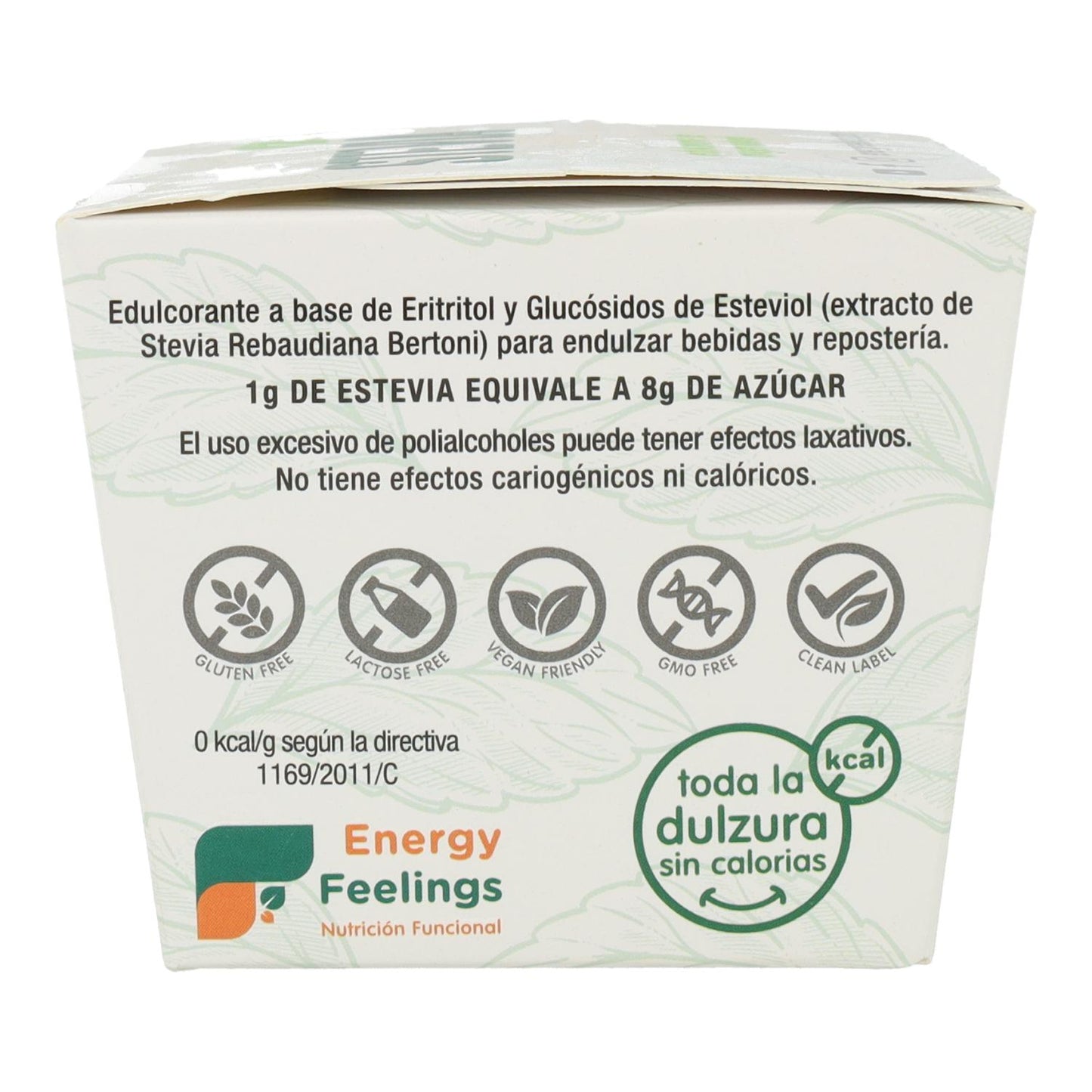 Saquetas individuais de Stevia Energy Feelings 100 unidades