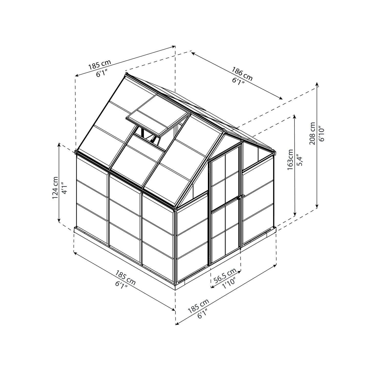 Estufa Harmony 186x185x208 cm prateada