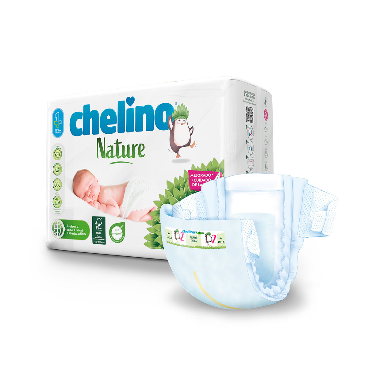 Pack poupança fraldas T2 3-6 kg Chelino Nature 112 unidades
