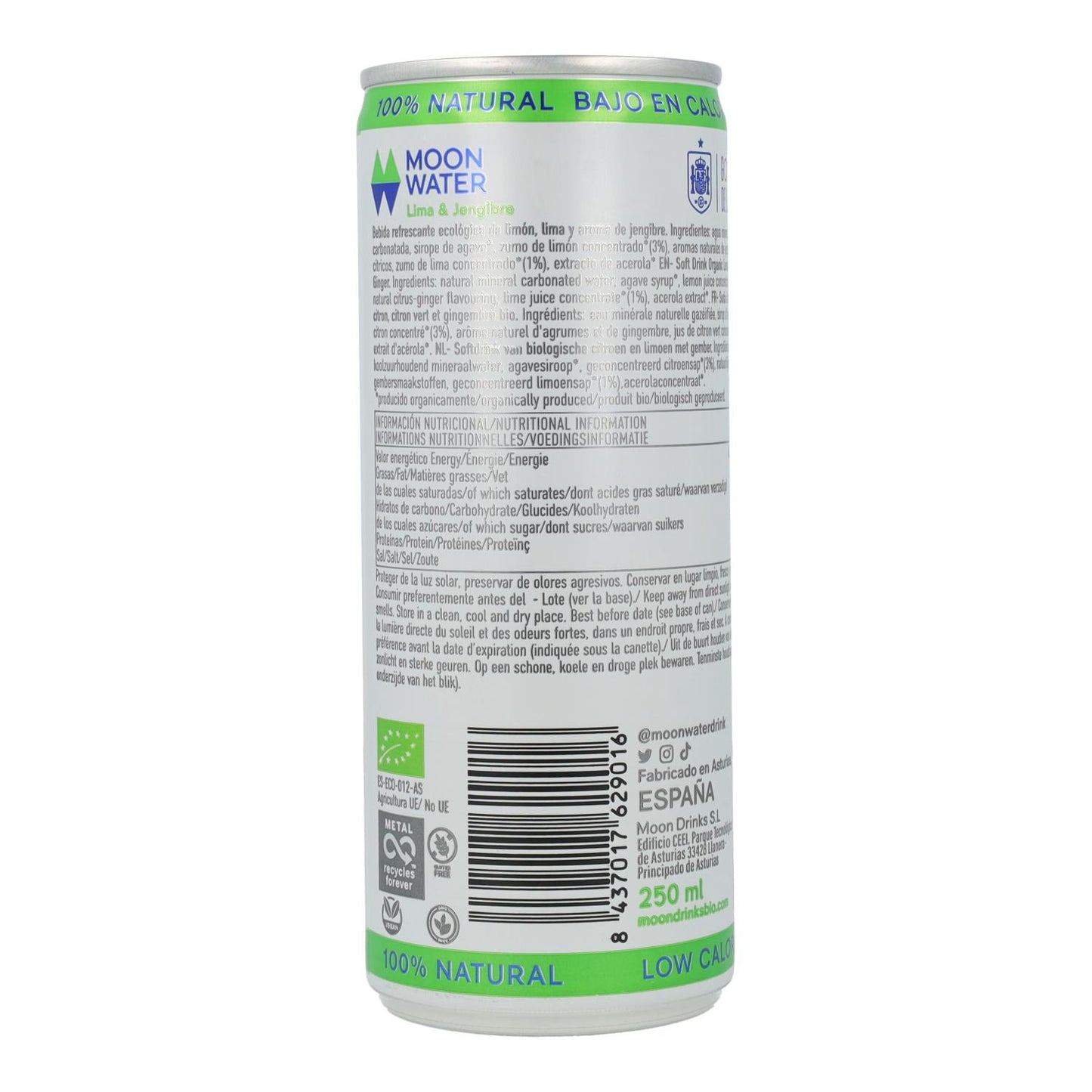 Refrigerante Bio Moon Water de Limão e Gengibre Lata de 33 cl