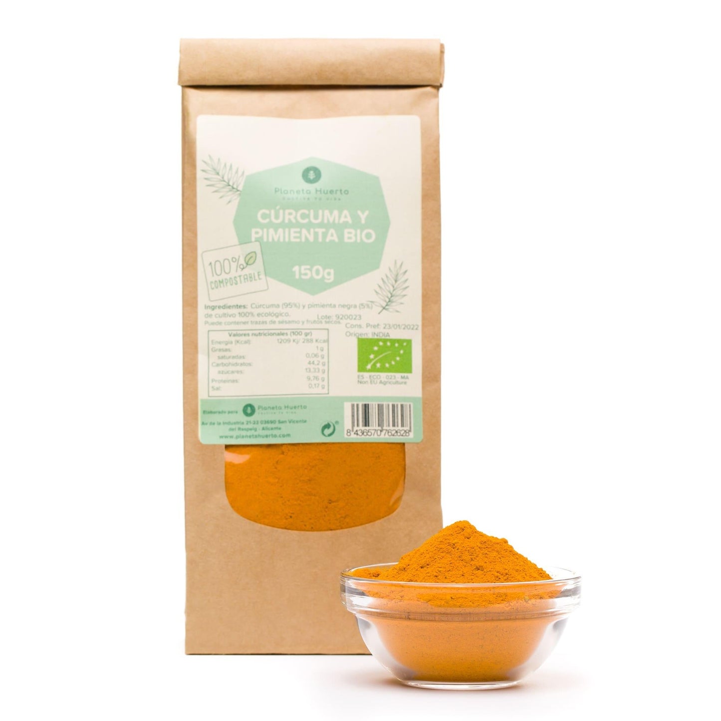 Cúrcuma e pimenta em pó ECO Planeta Huerto 150 g