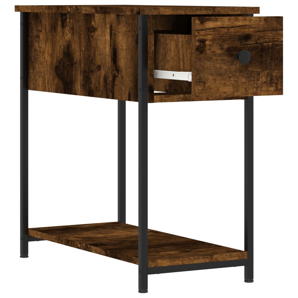 Mesita De Noche Madera De Ingeniería Roble Ahumado 30x60x60 Cm_4