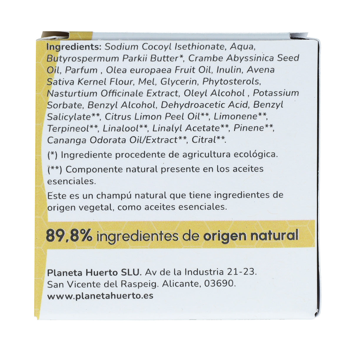 Champô Sólido Hidratante Planeta Huerto Oliva e Mel 85 gr